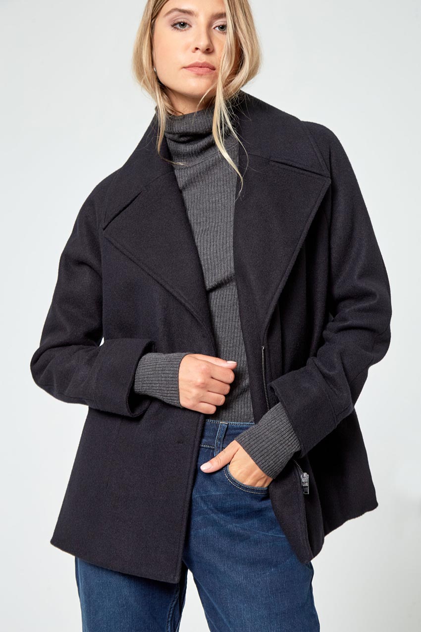 Sophisticate A-Line Wool Jacket - Black
