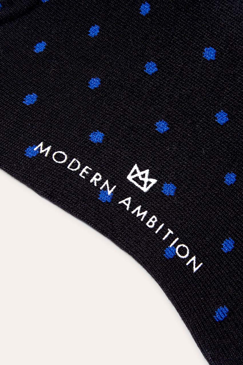 Reflex Technical Crew Dress Sock - Black/Cobalt Dots