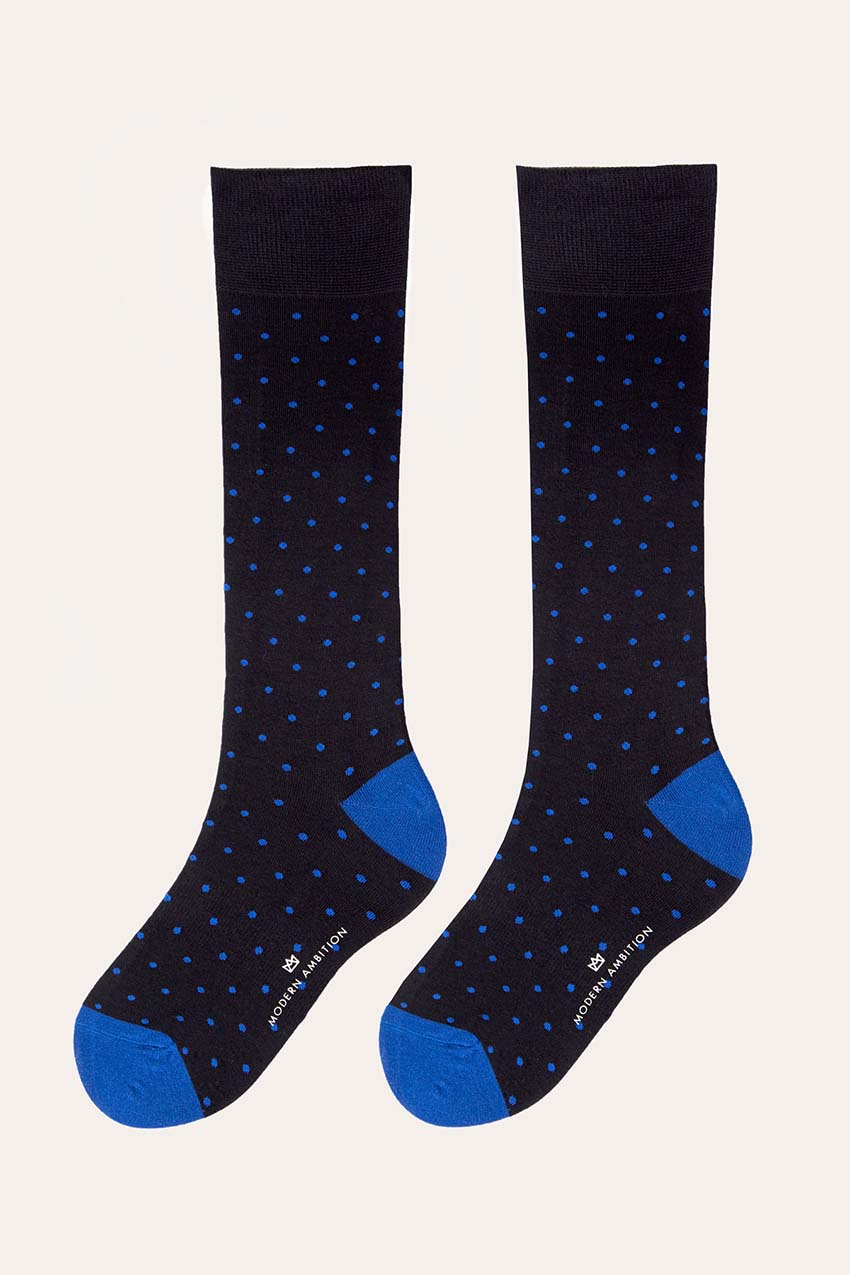 Reflex Technical Crew Dress Sock - Black/Cobalt Dots