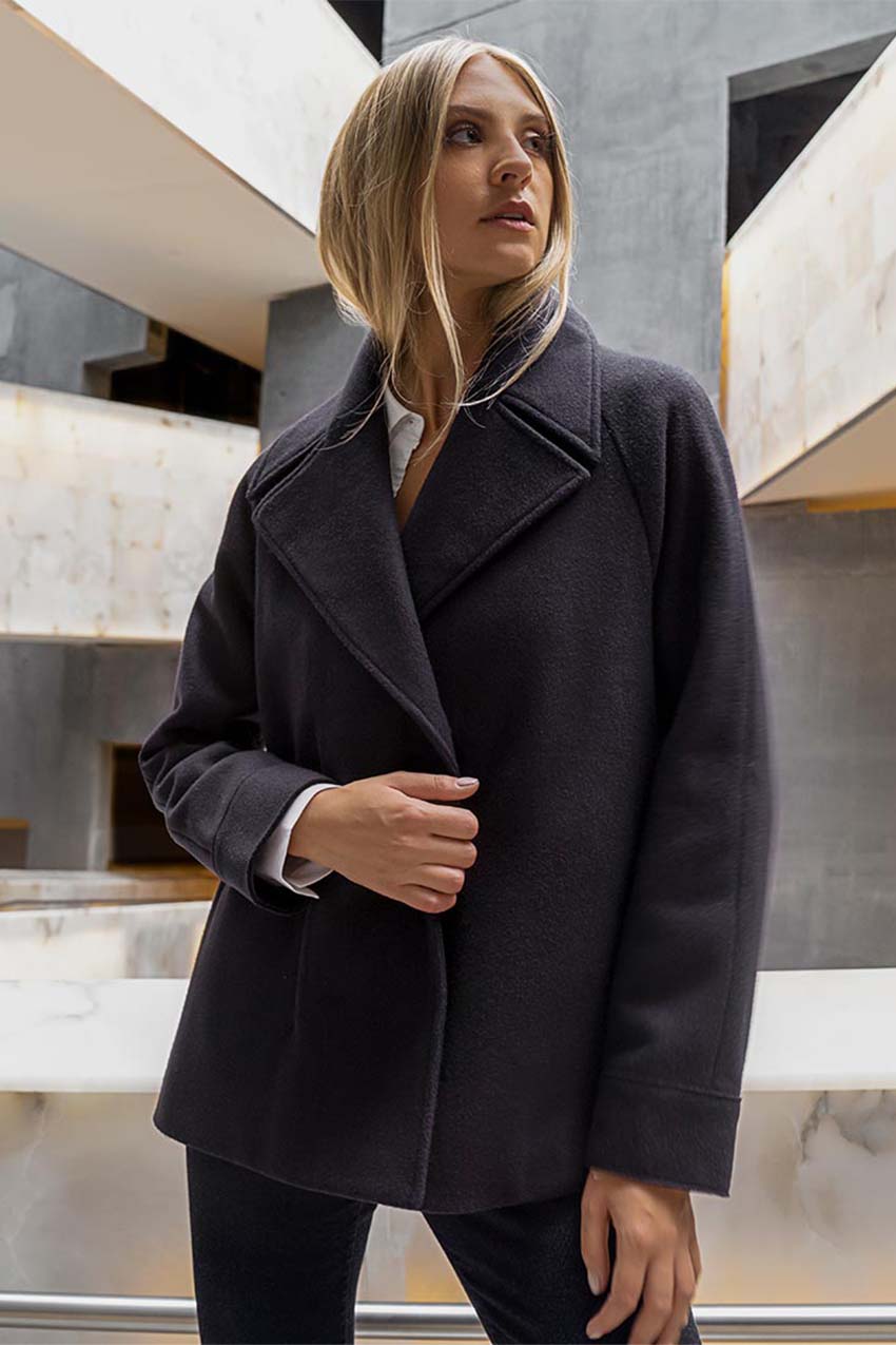 Black wool peacoat womens online