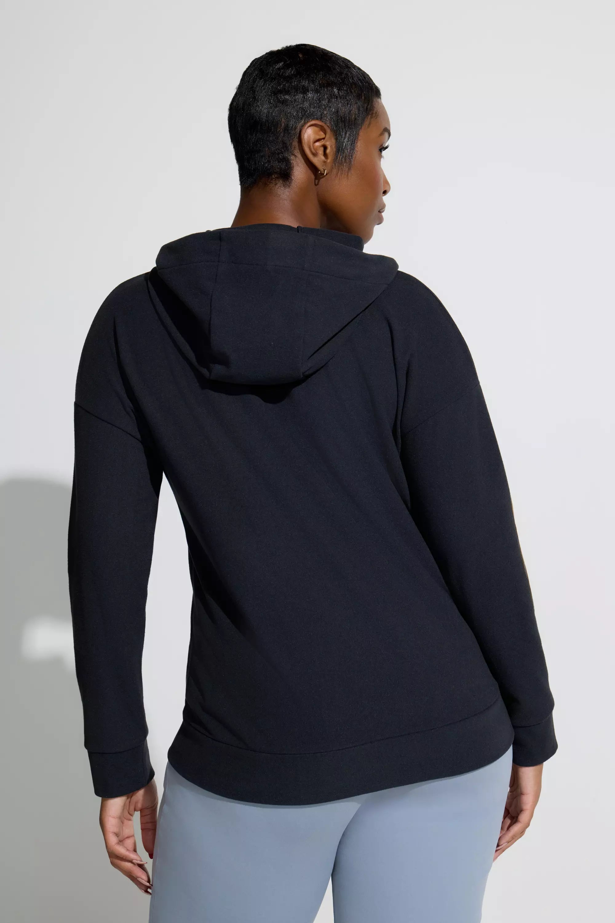 Women’s Cozy Full-Zip Velour Hoodie - Black