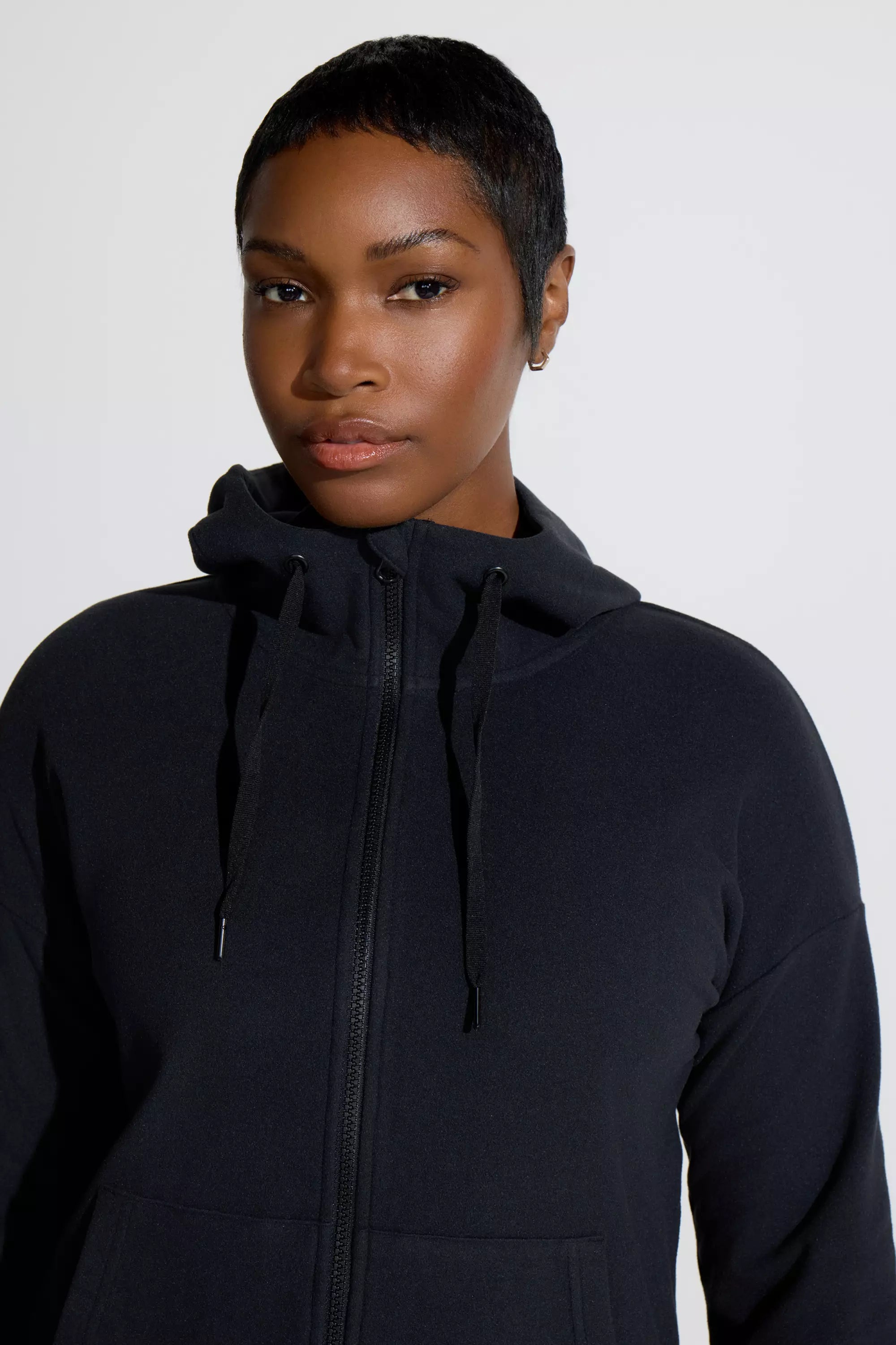 Women’s Cozy Full-Zip Velour Hoodie - Black