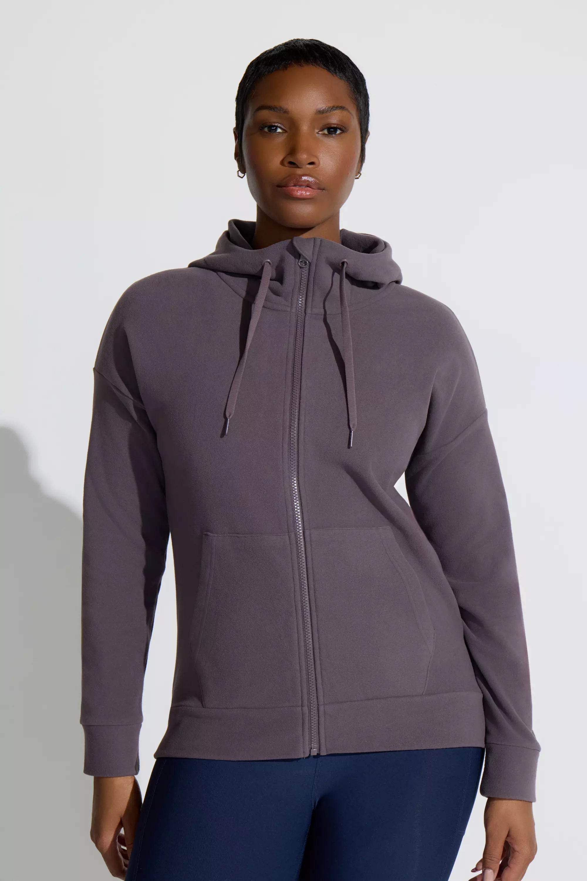 Women’s Cozy Full-Zip Velour Hoodie - Purple