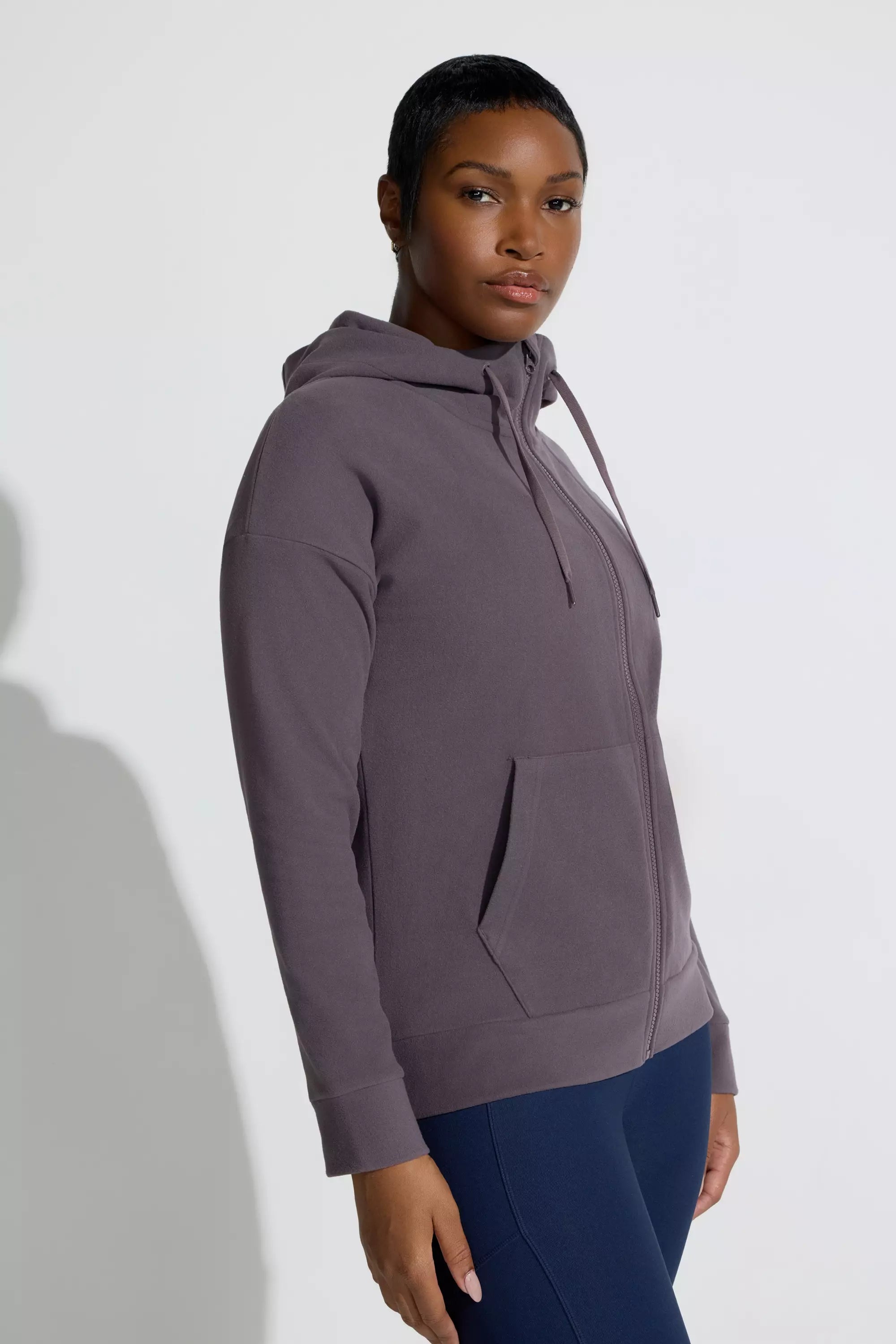 Women’s Cozy Full-Zip Velour Hoodie - Purple