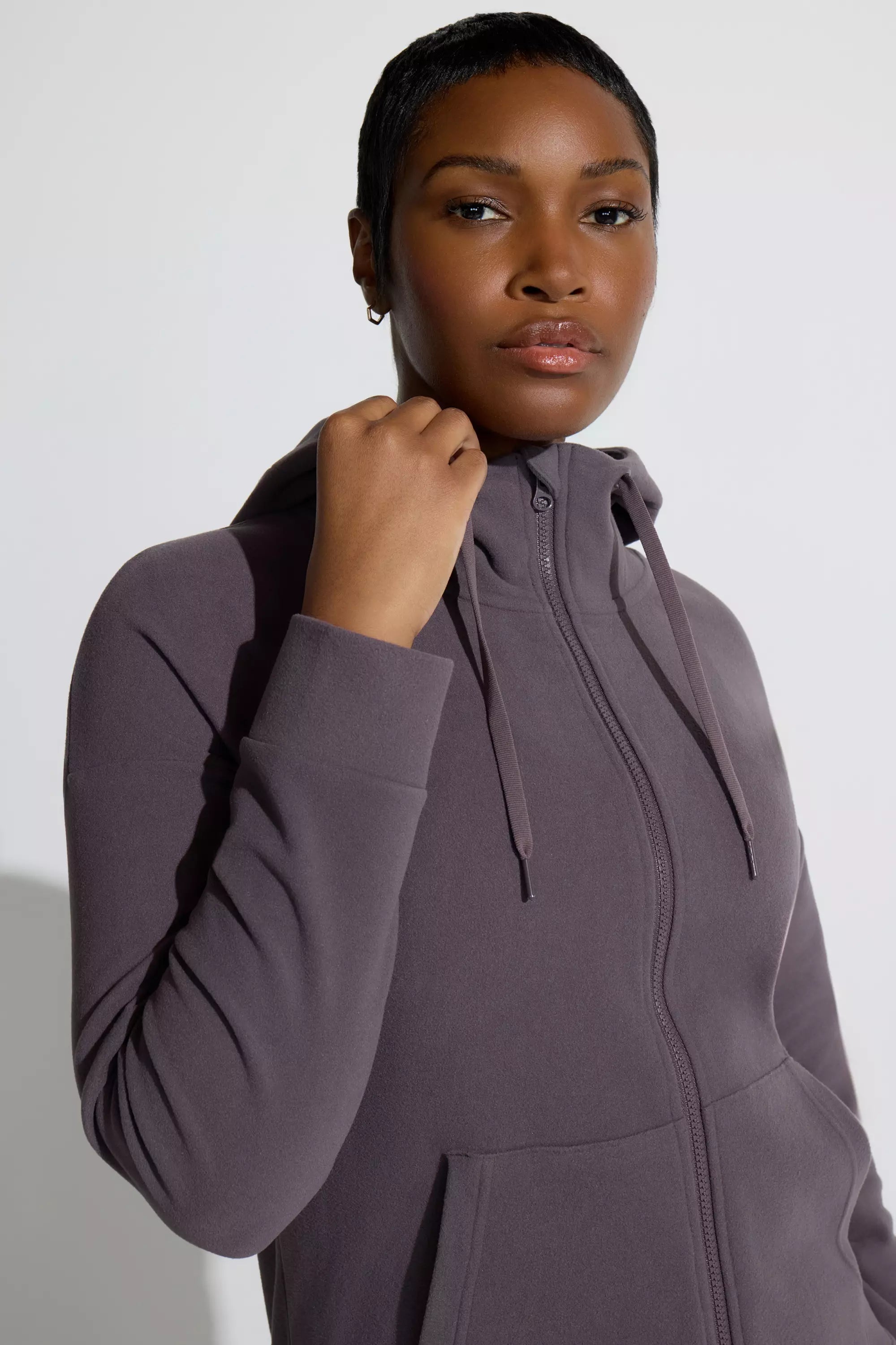 Women’s Cozy Full-Zip Velour Hoodie - Purple