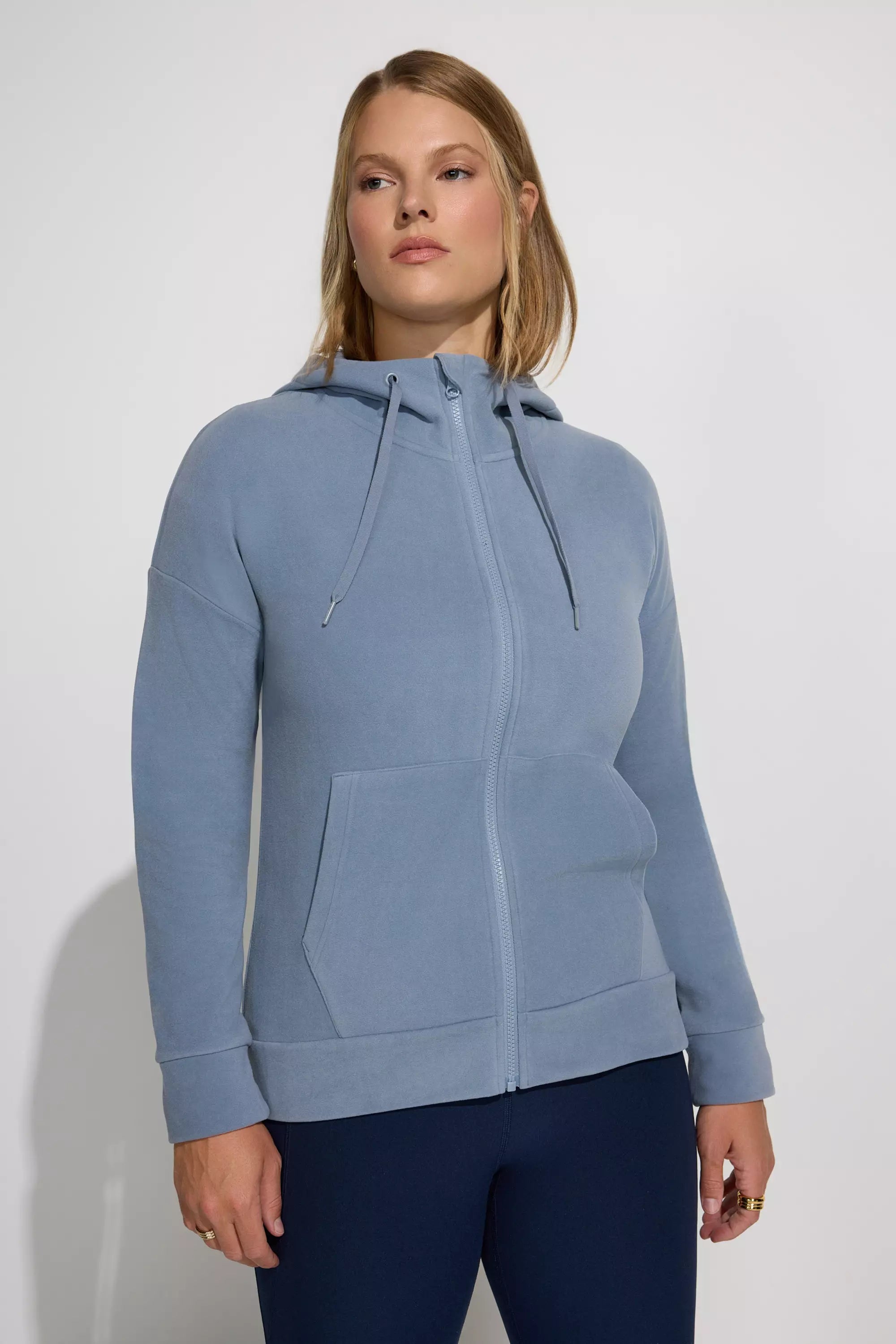 Women’s Cozy Full-Zip Velour Hoodie - Gray