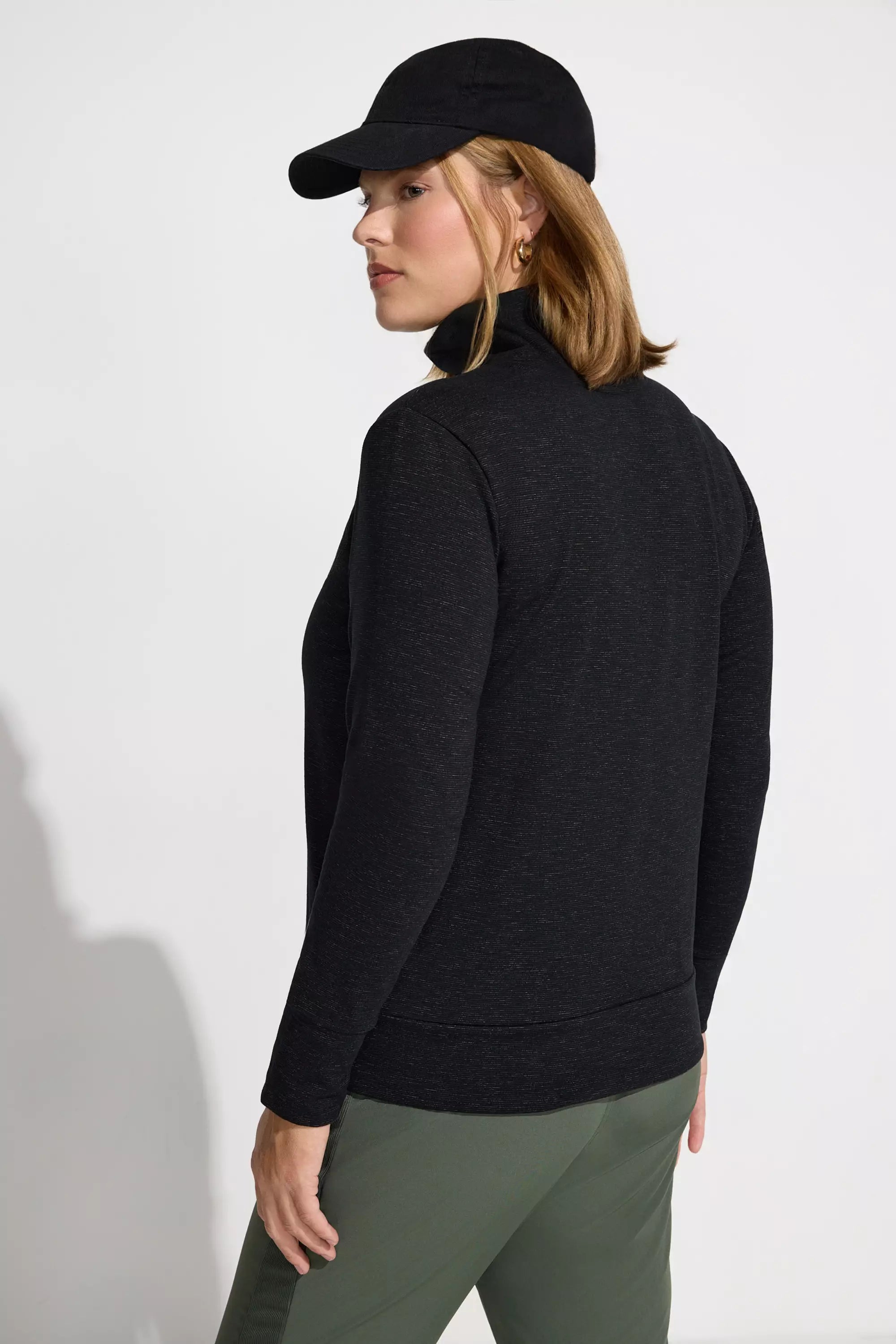 Women’s Space Dye Pullover Top - Black Combo