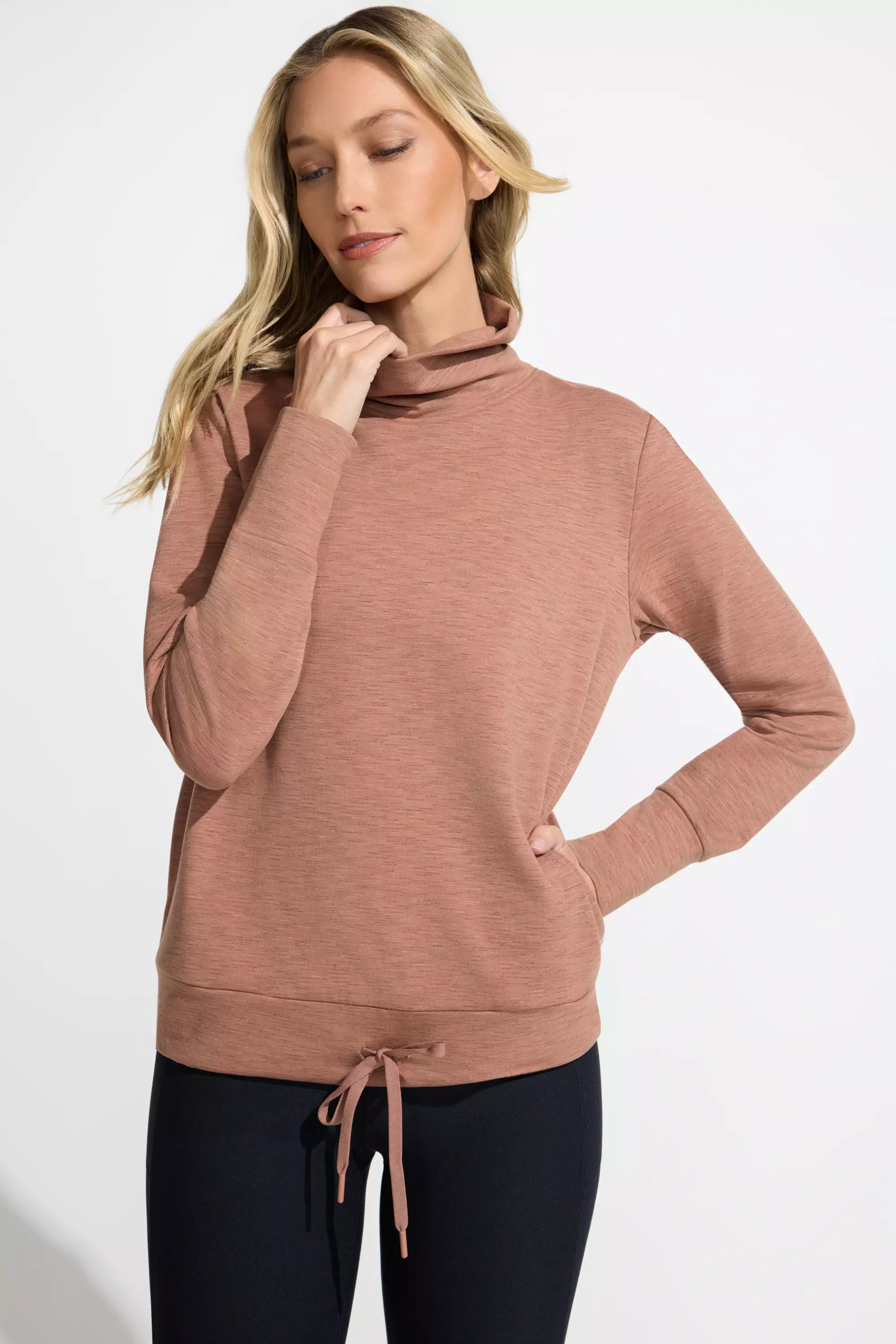 Women’s Space Dye Pullover Top - Brown Combo