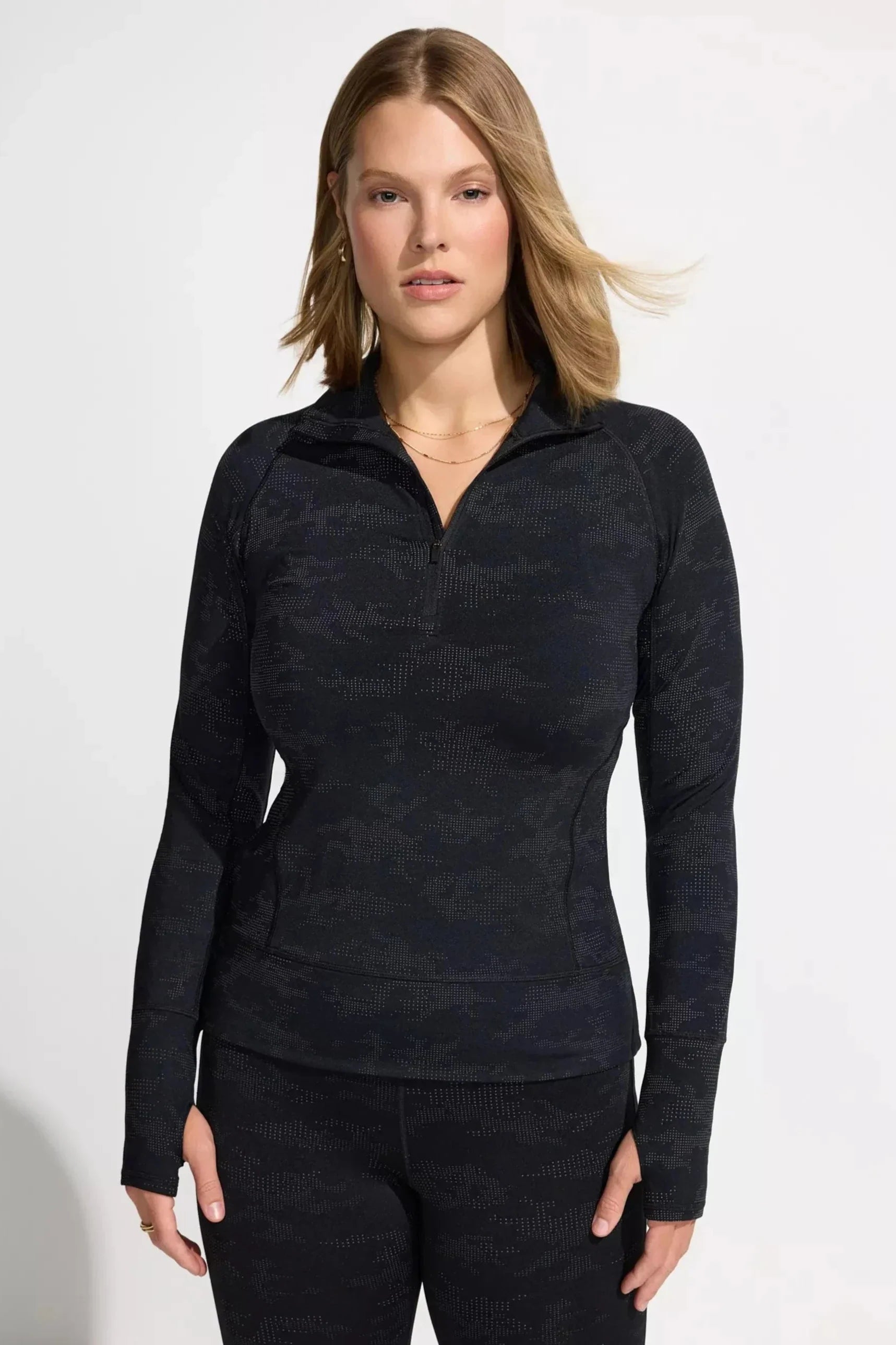 Camo Reflective Half Zip - Black Camo