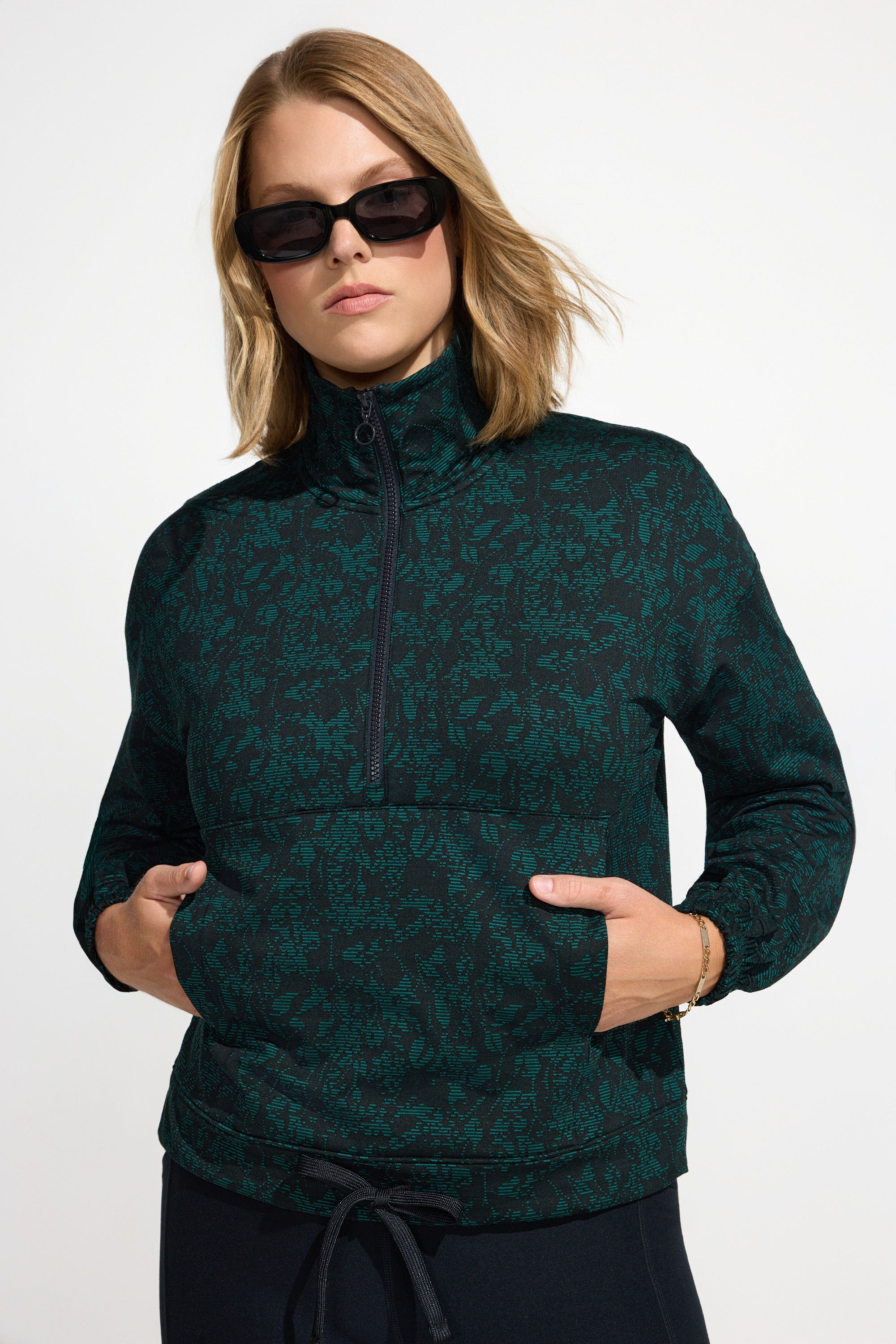Women’s Brushed Back 1/2 Zip Top - Botanical Green