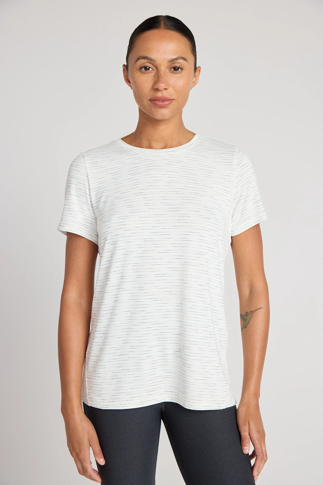 The GRS Certified Recycled Poly Space Dye Tee - White Combo