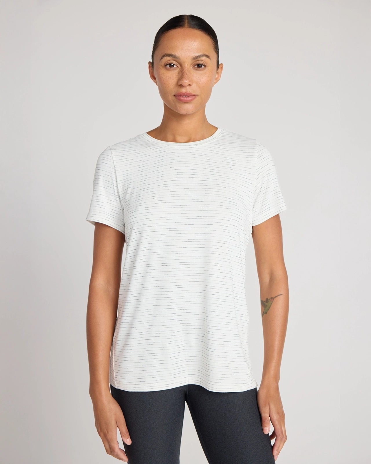 The GRS Certified Recycled Poly Space Dye Tee - White Combo
