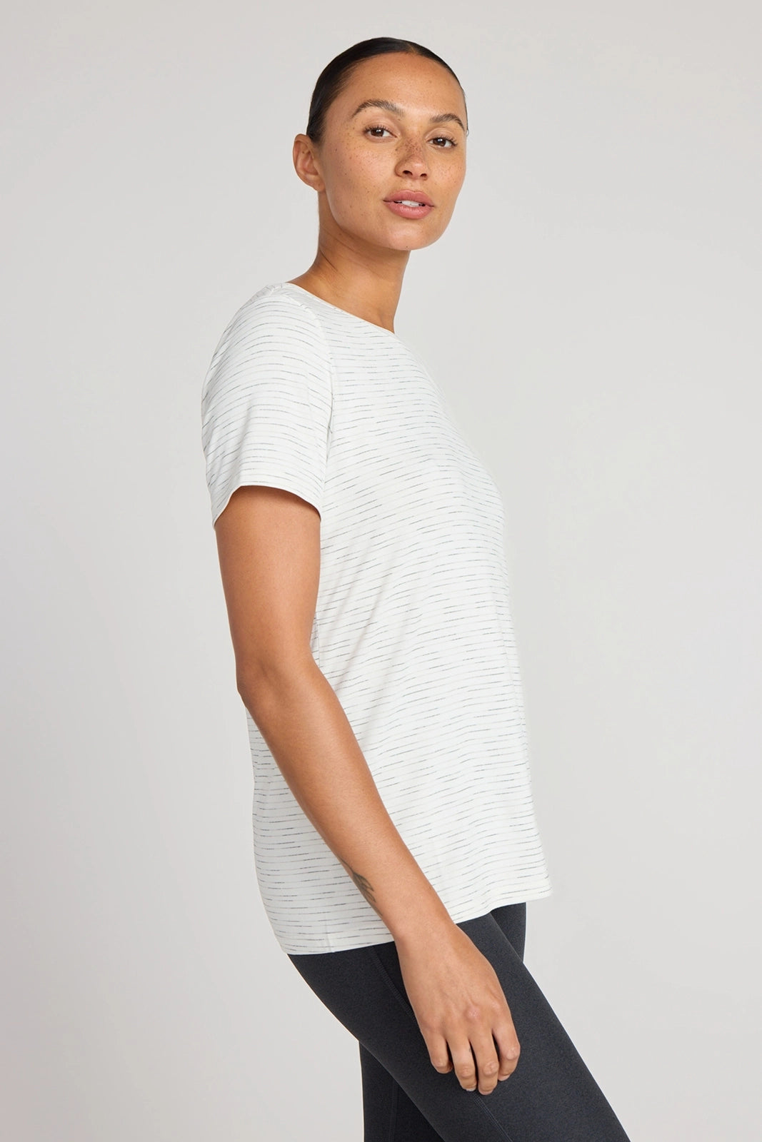 The GRS Certified Recycled Poly Space Dye Tee - White Combo