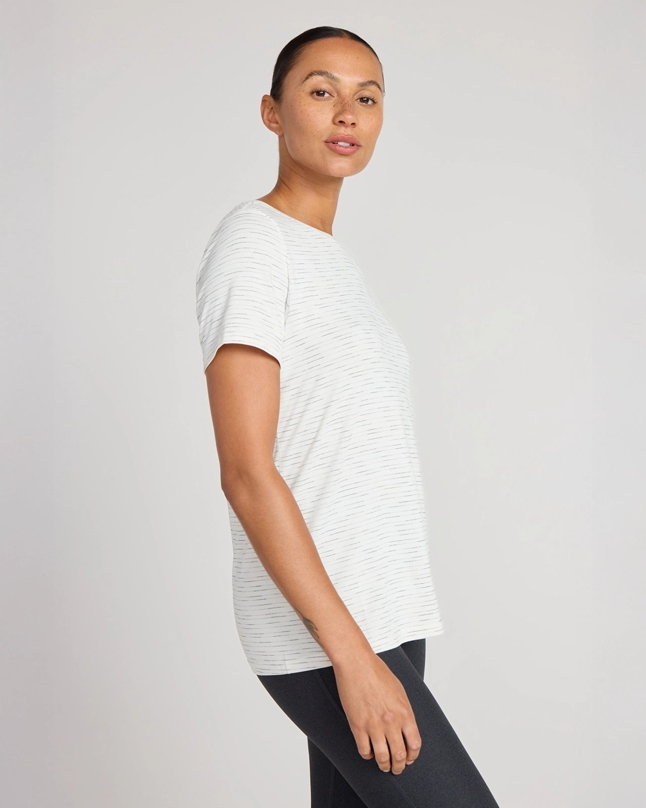 The GRS Certified Recycled Poly Space Dye Tee - White Combo