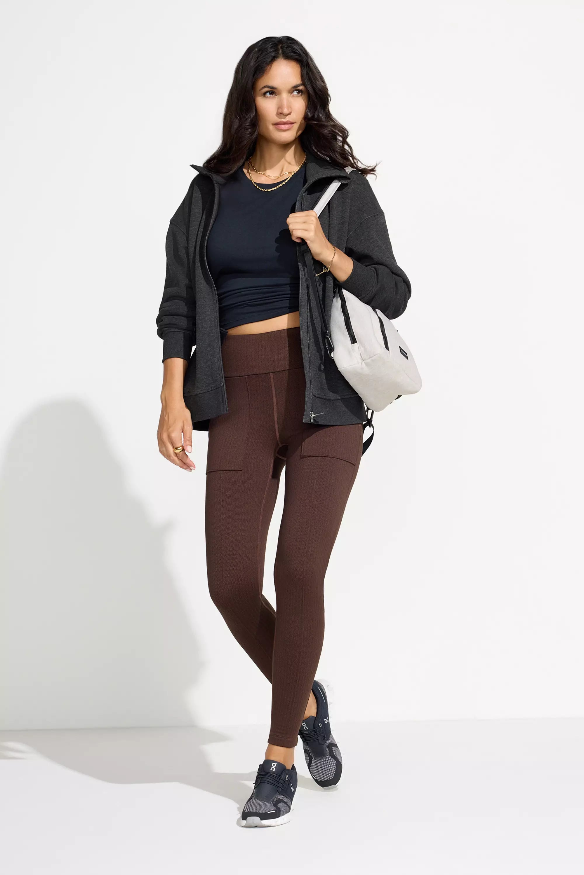Full Zip Fleece Top - Heather Black