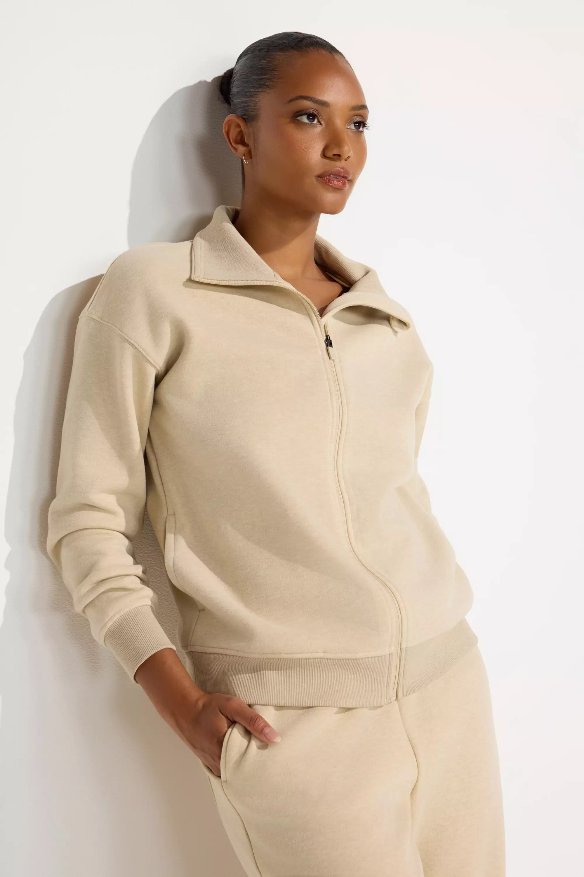 Full Zip Fleece Top - Irish Cream