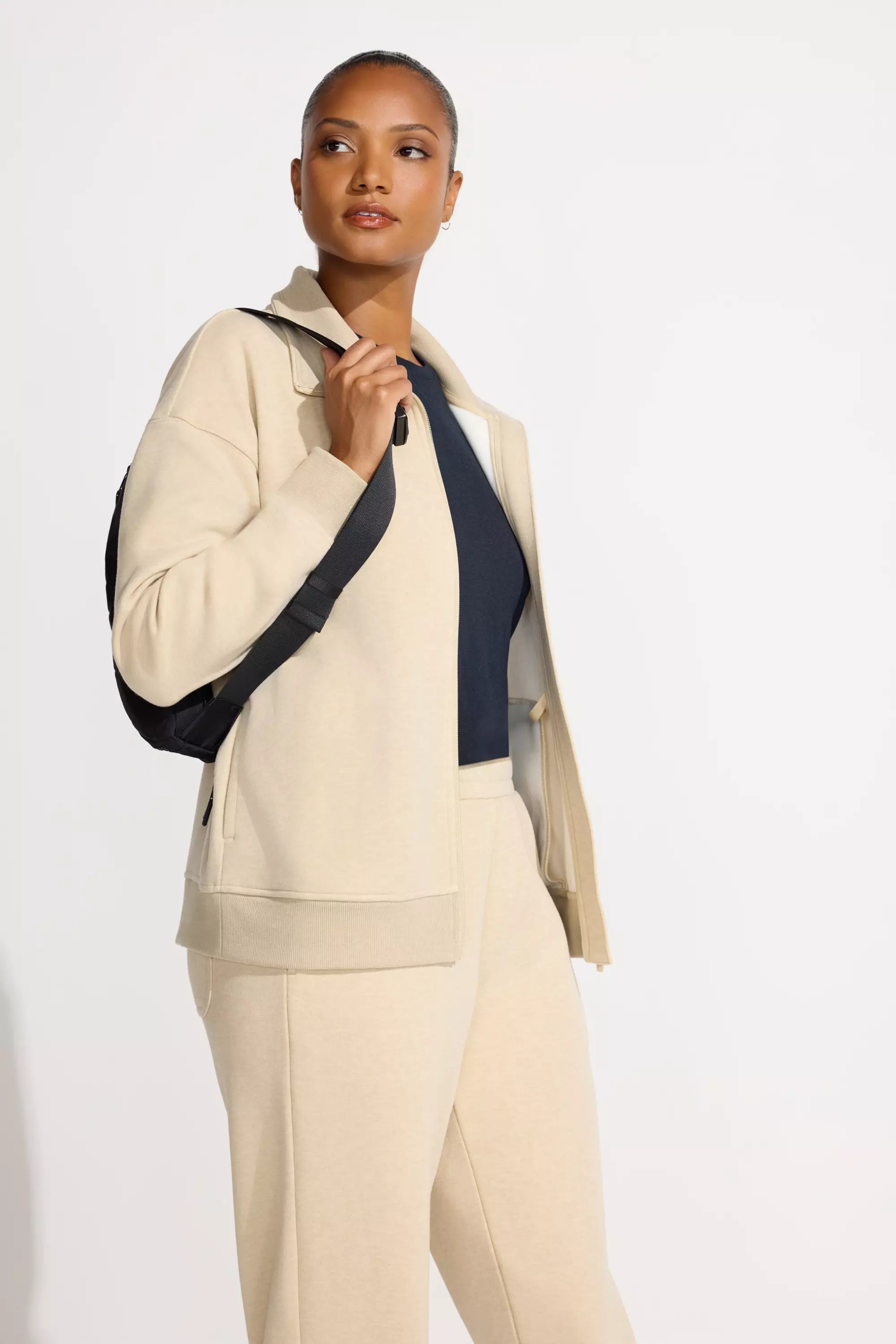 Full Zip Fleece Top - Irish Cream