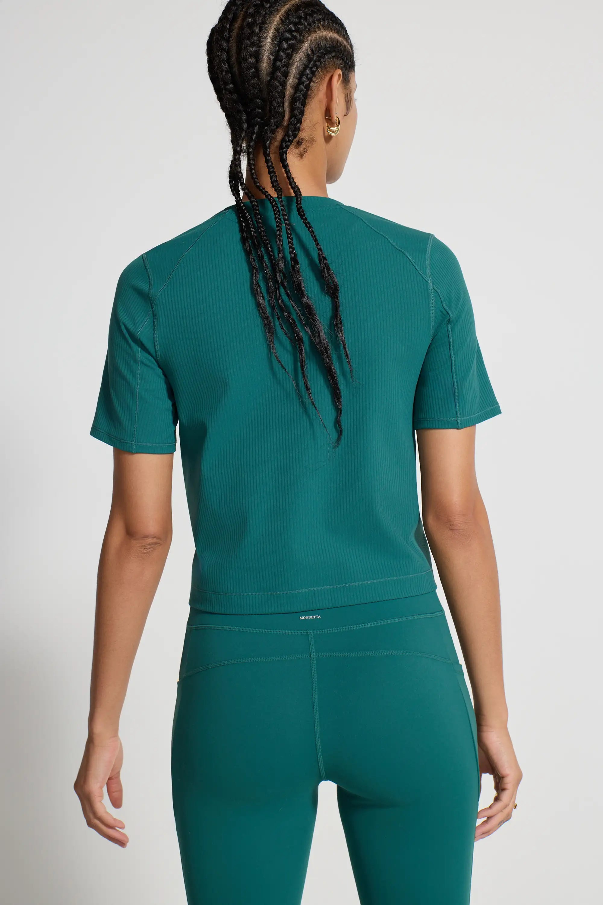 Ribbed Short Sleeve Top - Green