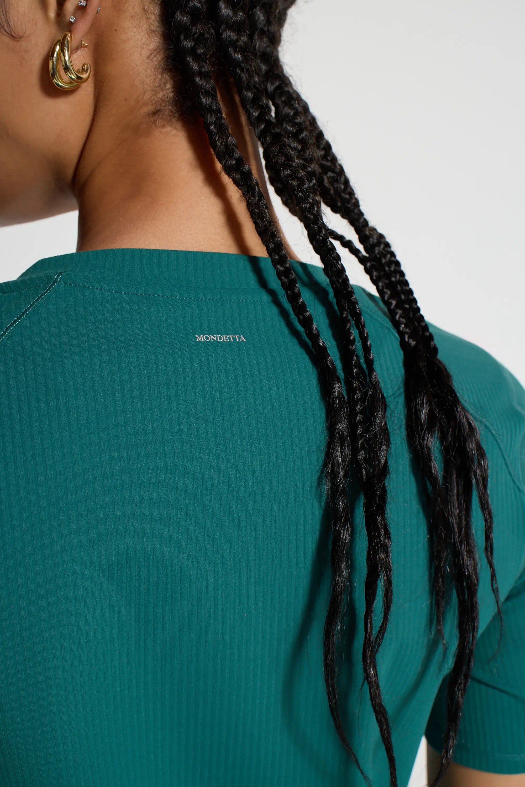 Ribbed Short Sleeve Top - Green