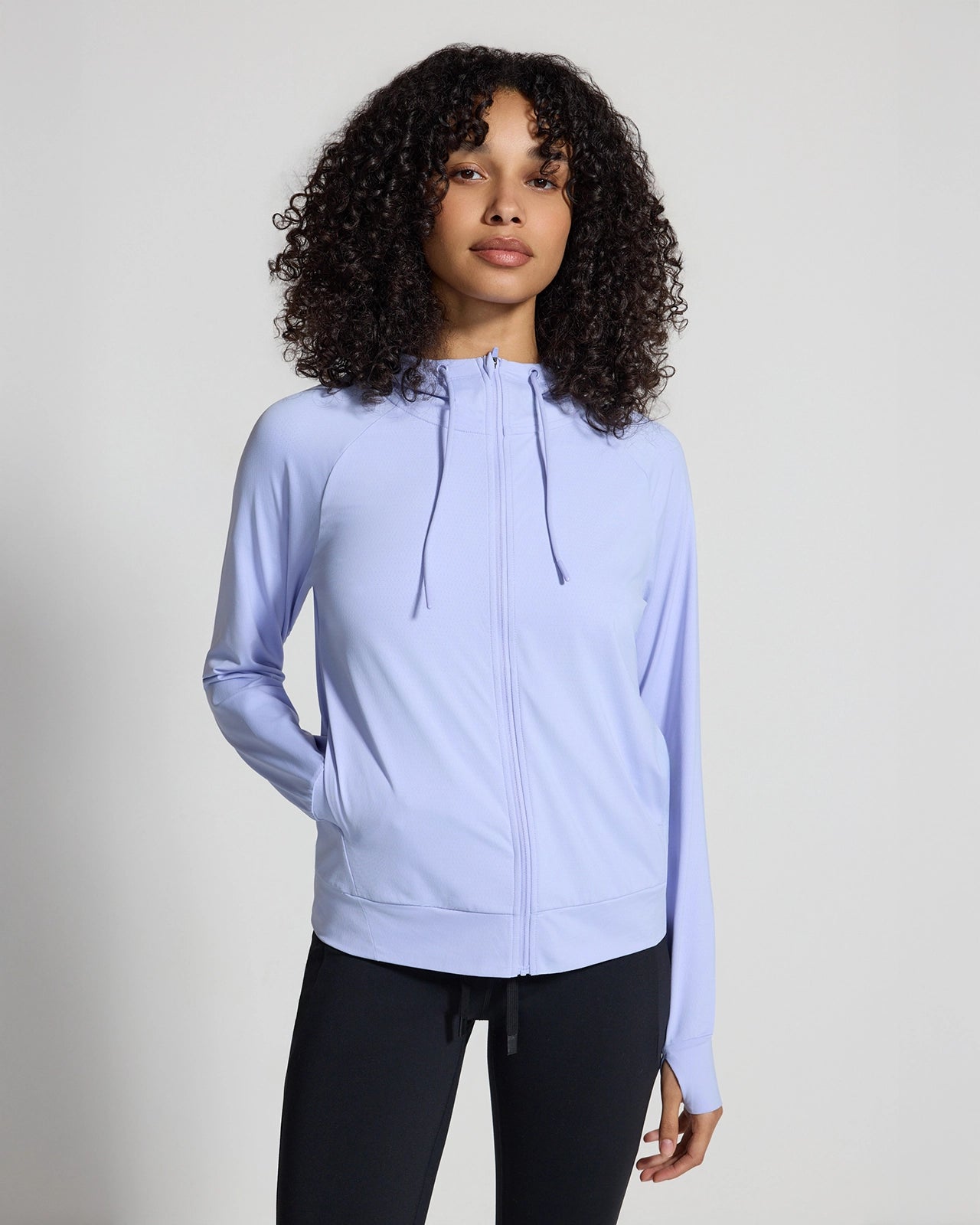 The Ultra-Light GRS Certified Recycled Nylon Full Zip Hoodie - Cool Light Blush Purple