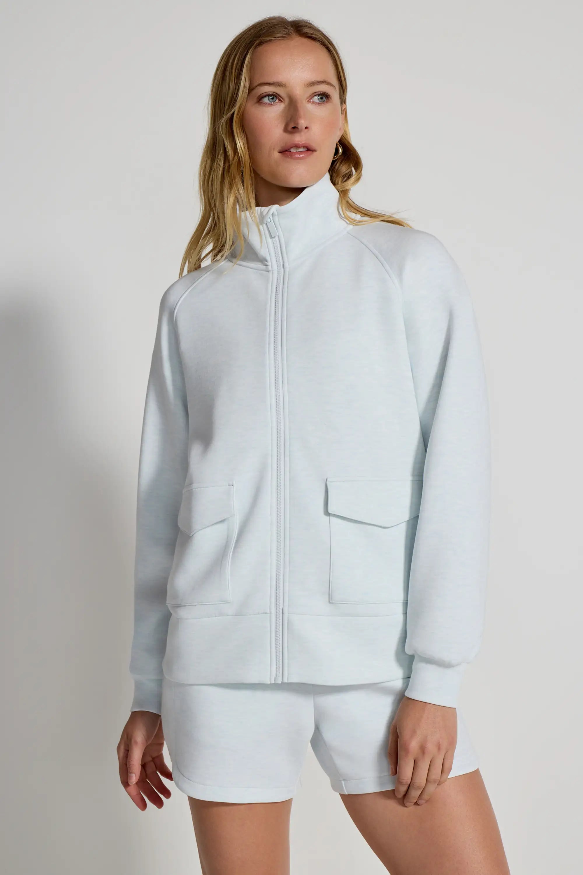 Women's Sueded Full Zip - Blue Fog