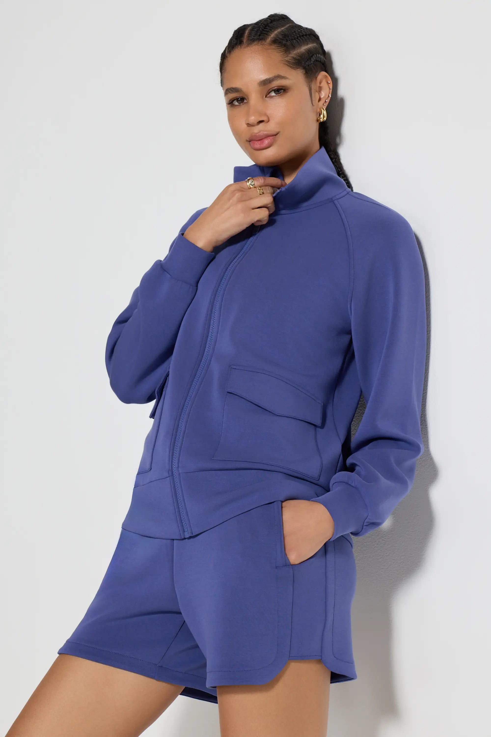 Women's Sueded Full Zip - Skipper Blue