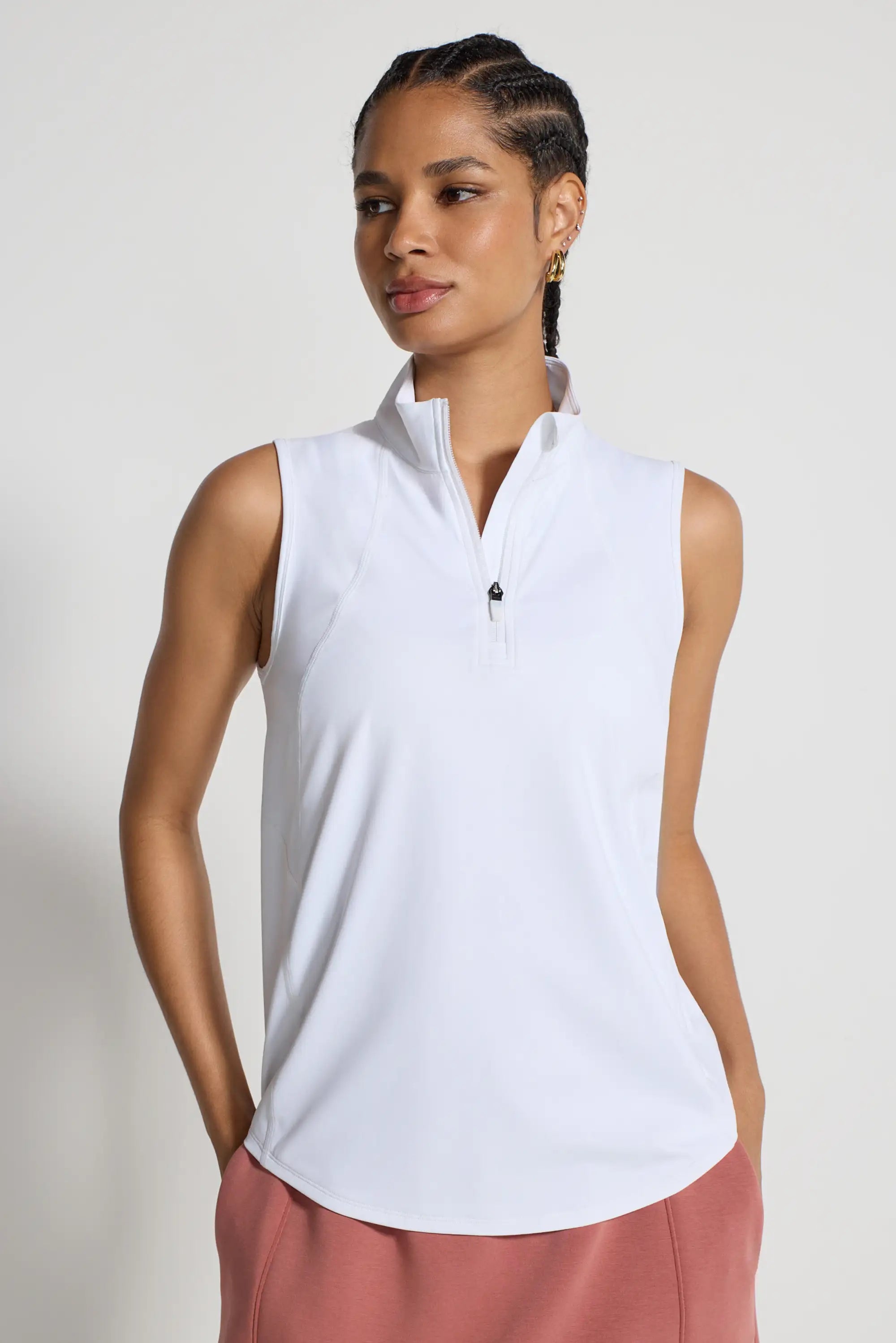 Women's 1/4-Zip Club Tank - White