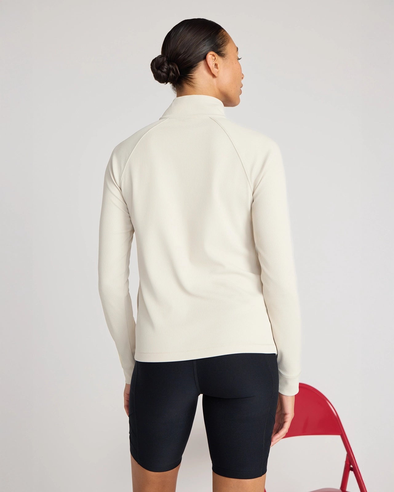 The Active Ribbed GRS Certified Recycled Nylon 1/4 Zip - Pumice Stone Beige