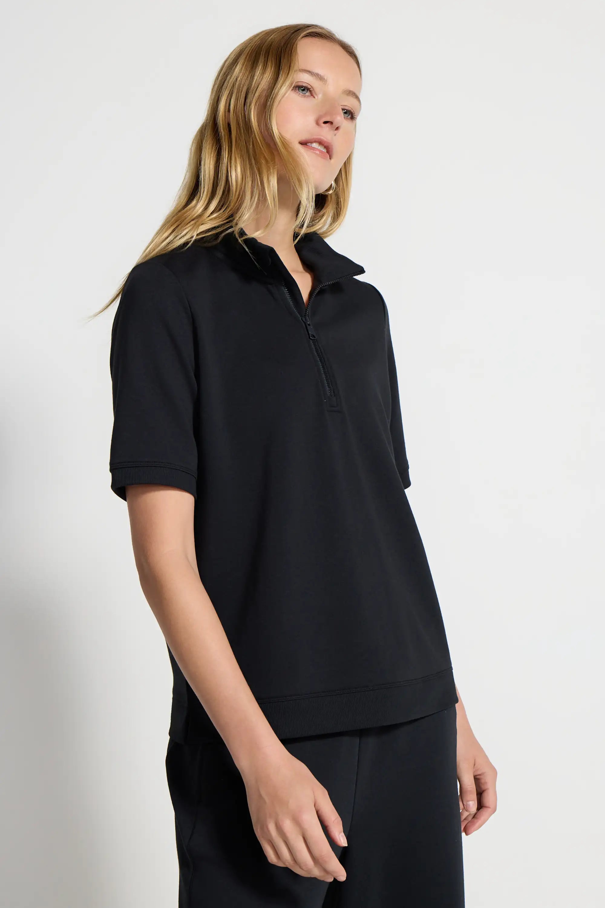 Women's Terry 1/4-Zip Top - Black