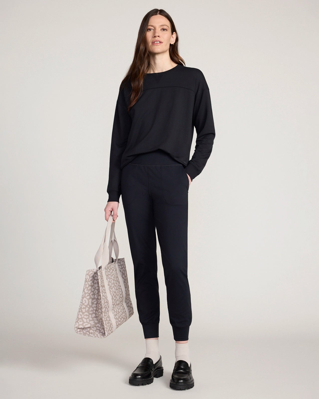 The Soft Terry GRS Certified Recycled Poly + TENCEL™ Modal Pullover - Black