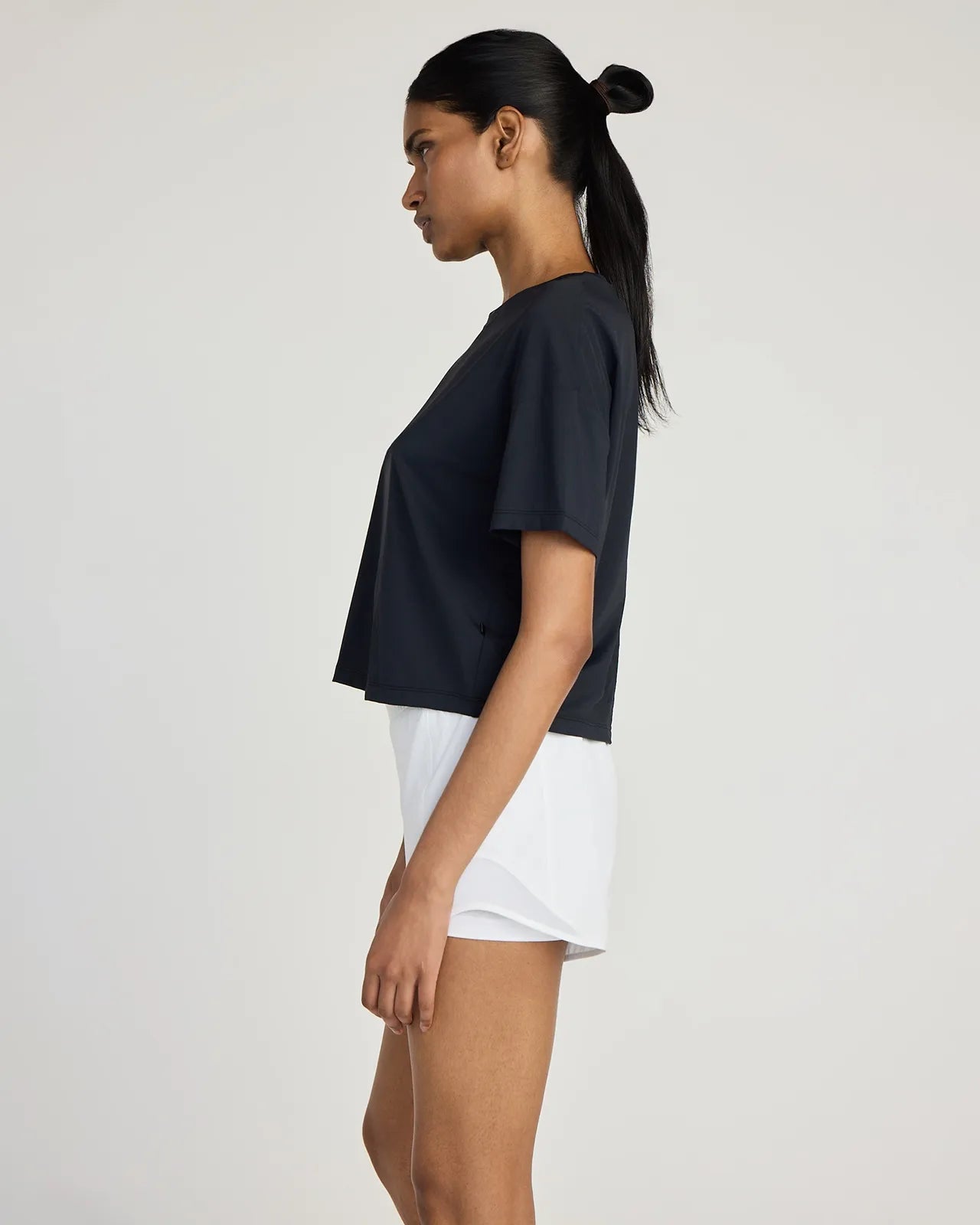 The Breathable GRS Certified Recycled Nylon Cropped Tee - Black