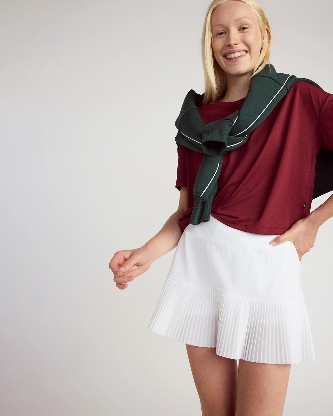 The Breathable GRS Certified Recycled Nylon Cropped Tee - Cabernet