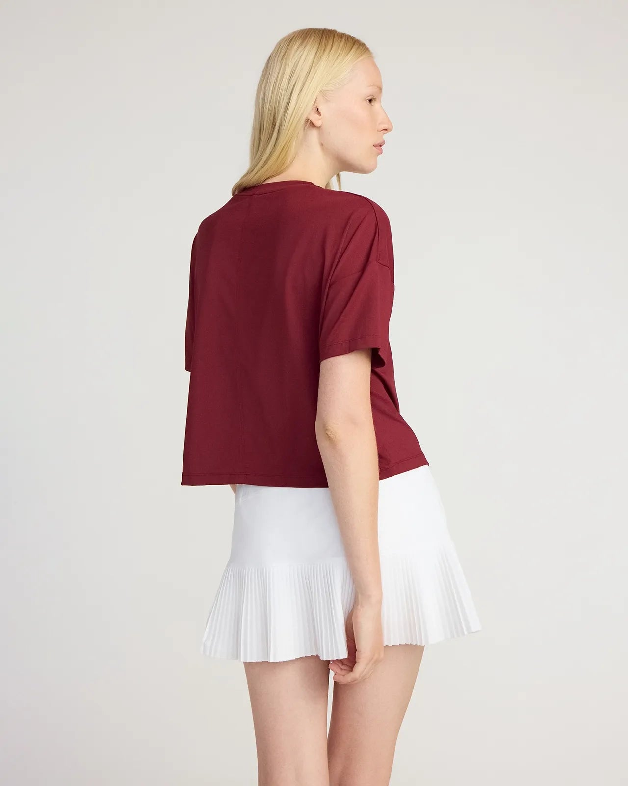 The Breathable GRS Certified Recycled Nylon Cropped Tee - Cabernet