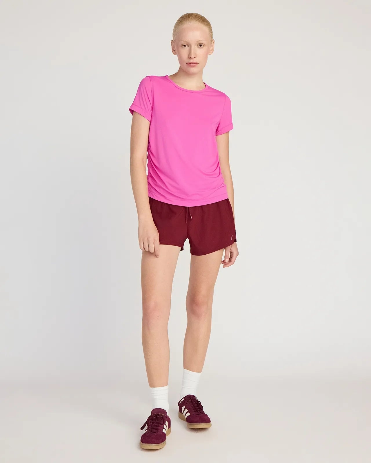 The Breathable GRS Certified Recycled Nylon Ruched Tee - Rose Violet