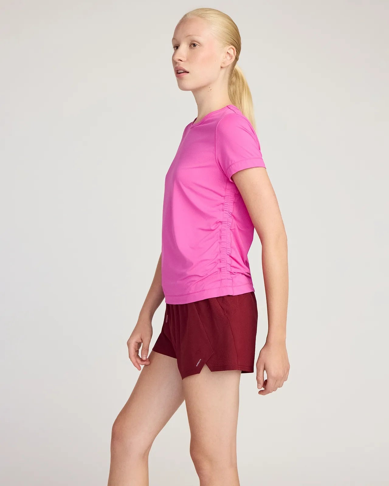 The Breathable GRS Certified Recycled Nylon Ruched Tee - Rose Violet
