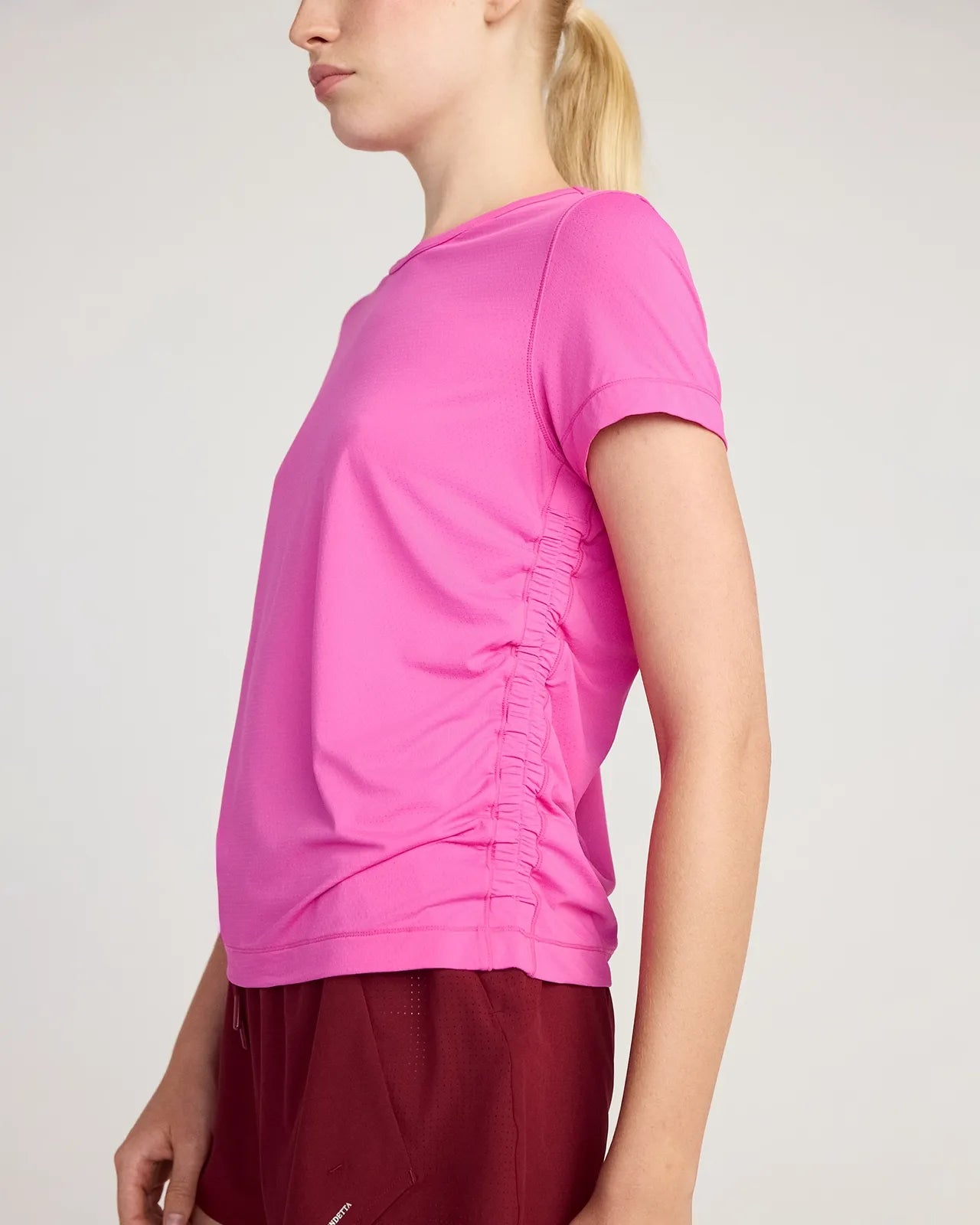 The Breathable GRS Certified Recycled Nylon Ruched Tee - Rose Violet