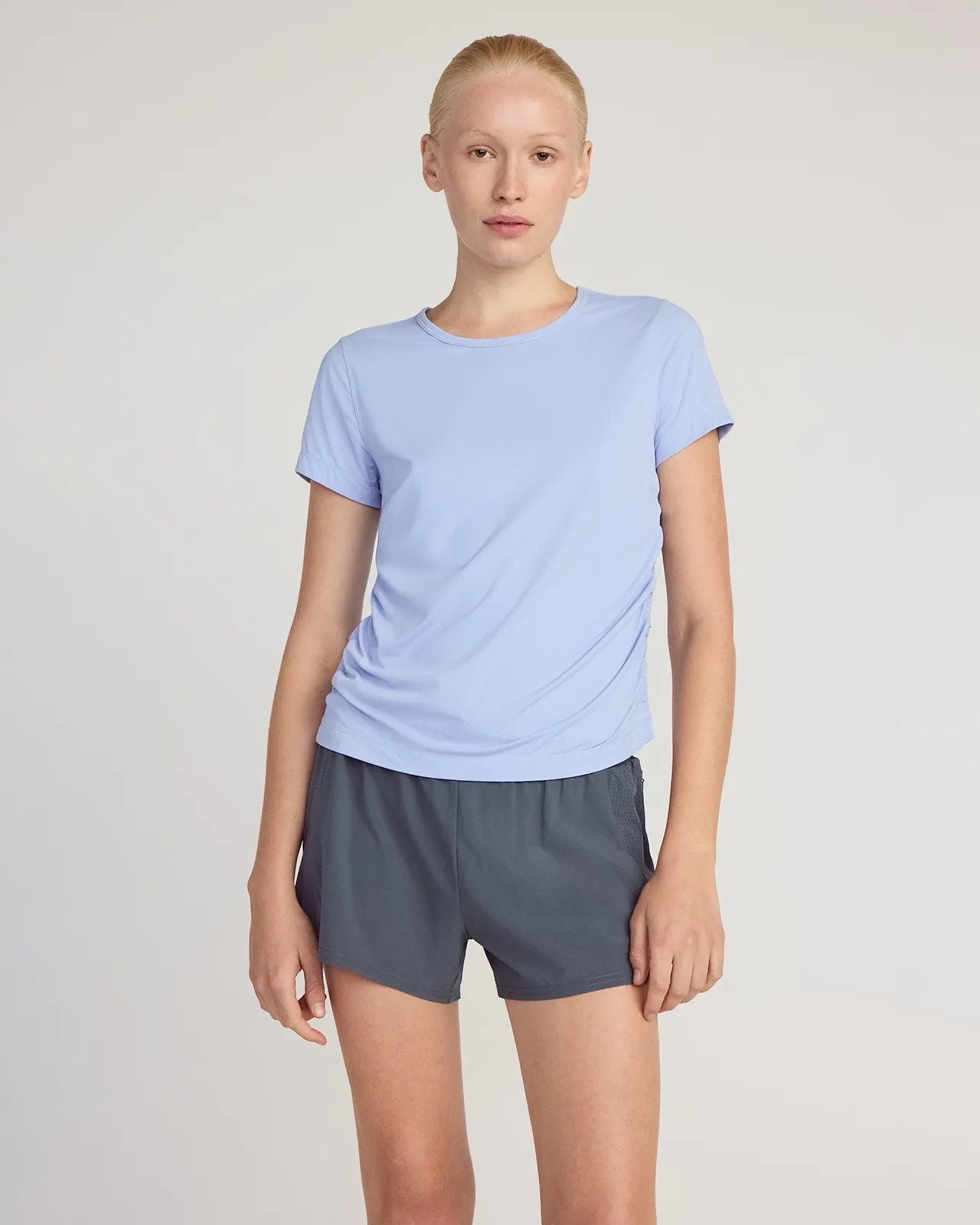 The Breathable GRS Certified Recycled Nylon Ruched Tee - Blue Heron