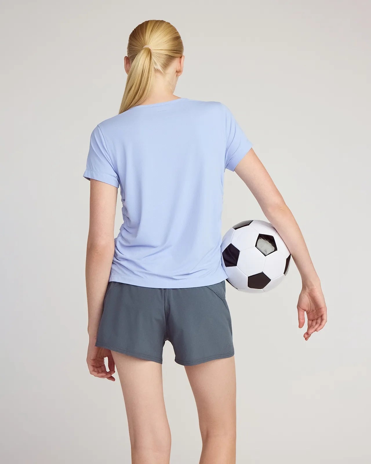 The Breathable GRS Certified Recycled Nylon Ruched Tee - Blue Heron