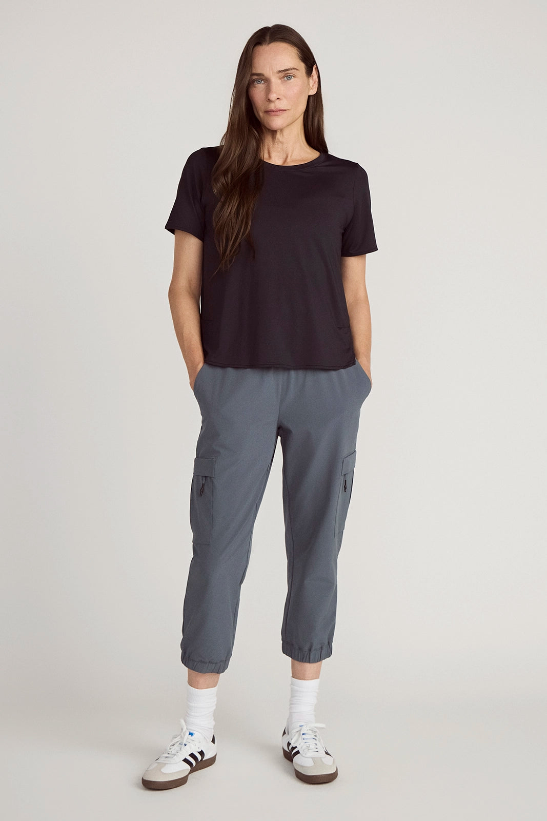 The Active Stretch GRS Certified Recycled Nylon Side Slits Tee - Black