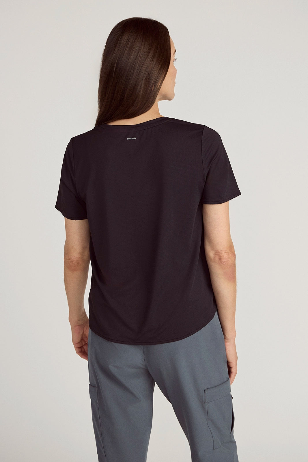 The Active Stretch GRS Certified Recycled Nylon Side Slits Tee - Black