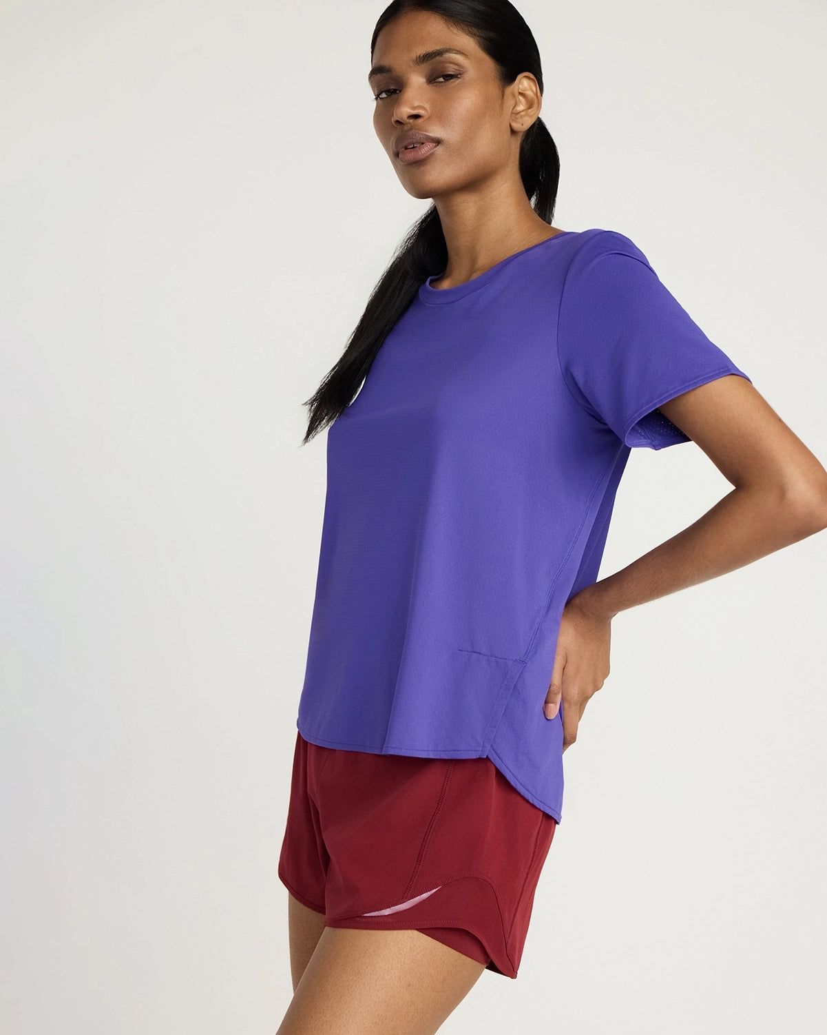 The Active Stretch GRS Certified Recycled Nylon Side Slits Tee - Deep Blue