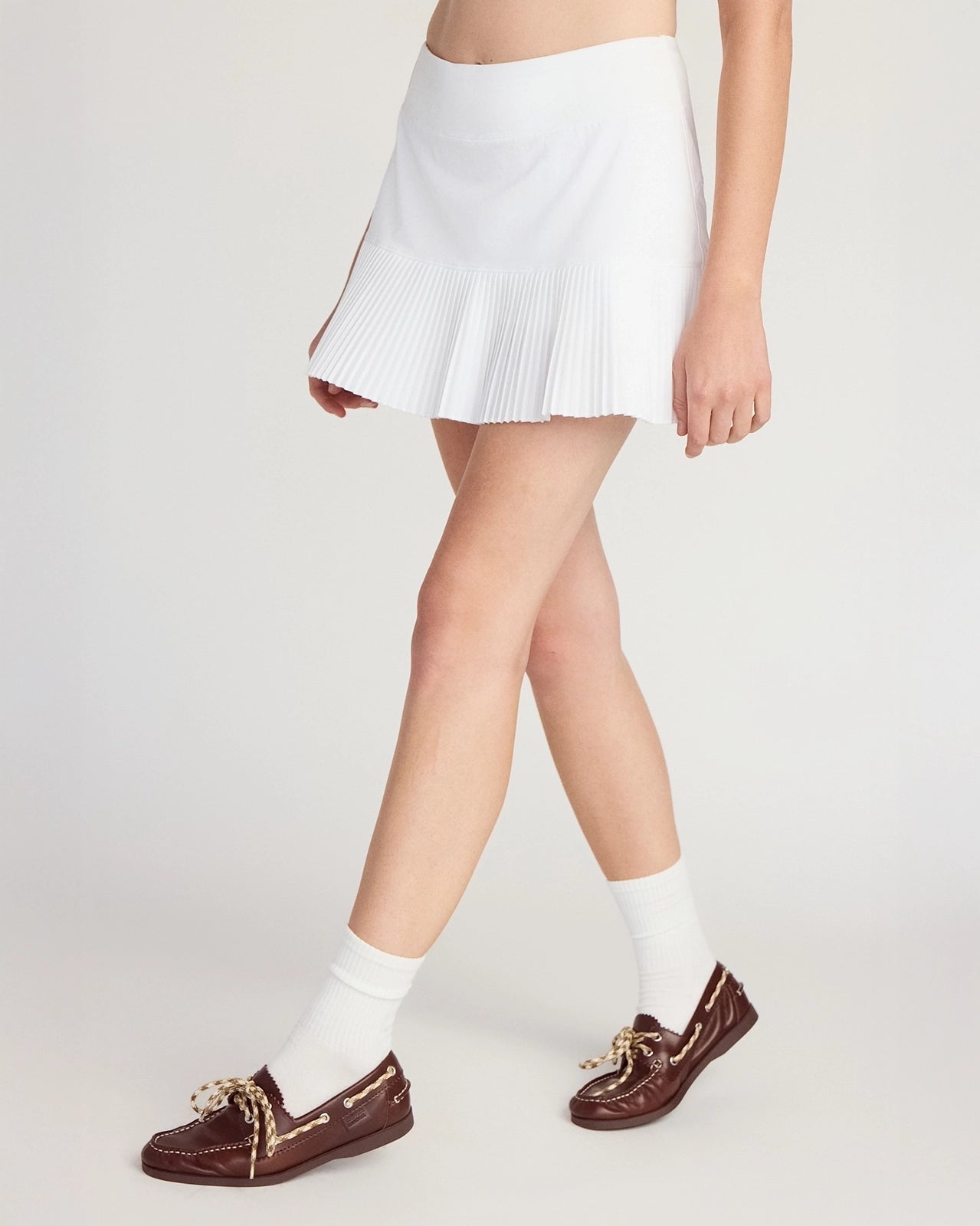 The Pleated Built-In Liner GRS Certified Recycled Polyester Skort - White