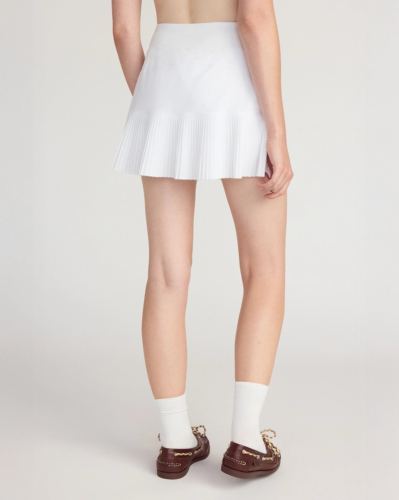 The Pleated Built-In Liner GRS Certified Recycled Polyester Skort - White