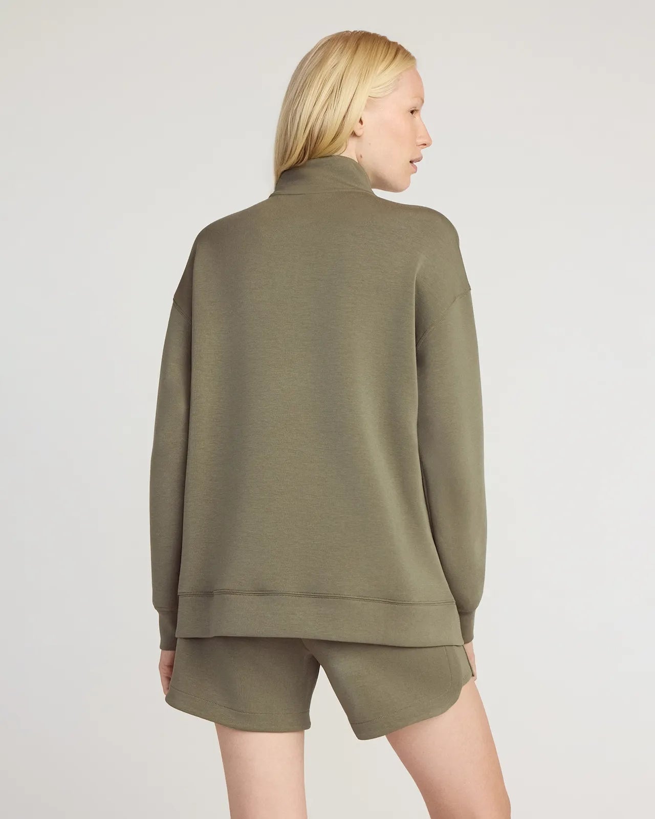 The Warm + Soft GRS Certified Recycled Polyester Mélange Half Zip - Dusty Olive