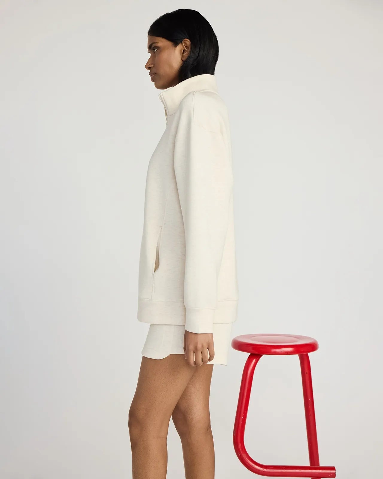 The Warm + Soft GRS Certified Recycled Polyester Mélange Half Zip - Htr Birch
