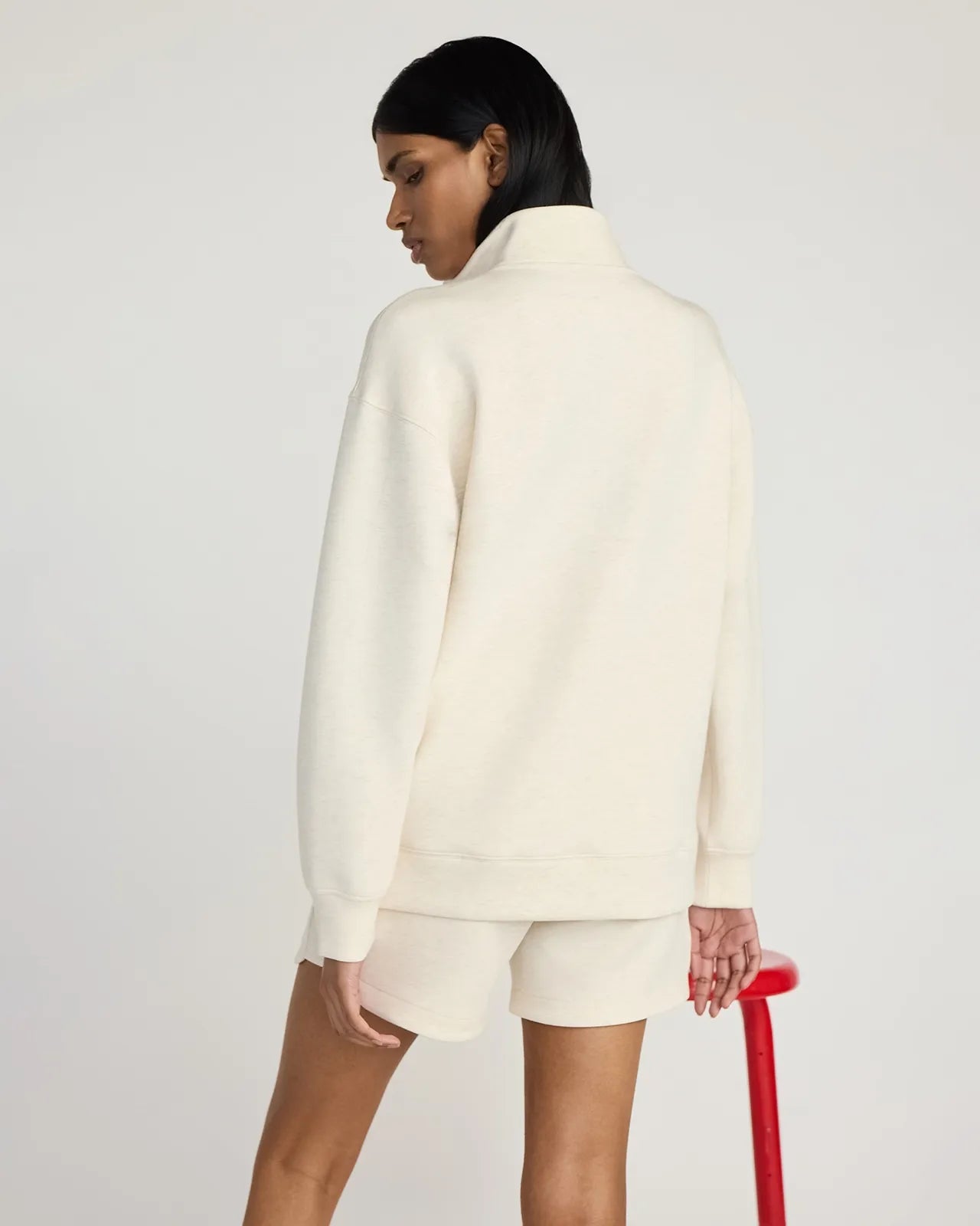 The Warm + Soft GRS Certified Recycled Polyester Mélange Half Zip - Htr Birch