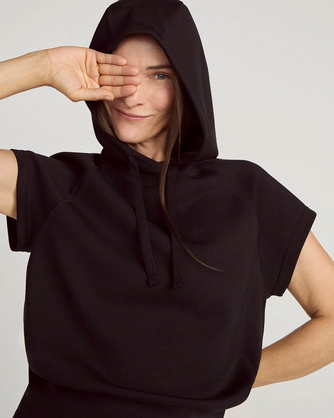 The Soft Luxe GRS Certified Recycled Polyester Knit Hooded Pullover - Black