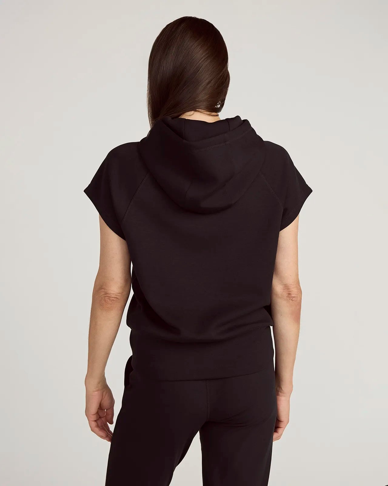 The Soft Luxe GRS Certified Recycled Polyester Knit Hooded Pullover - Black
