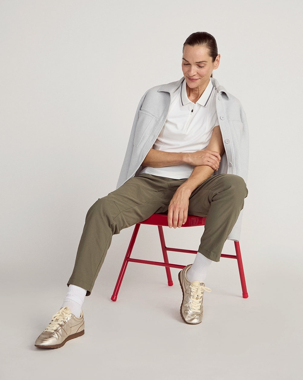 The Stretch Pique GRS Certified Recycled Nylon Polo - White