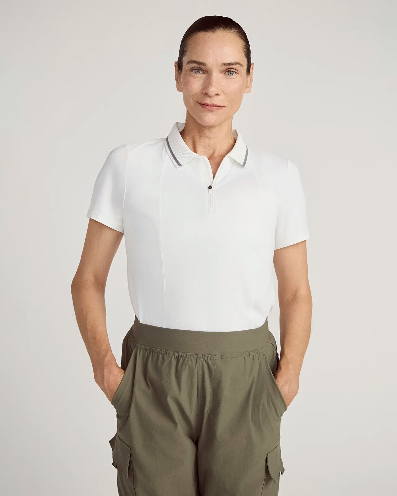The Stretch Pique GRS Certified Recycled Nylon Polo - White